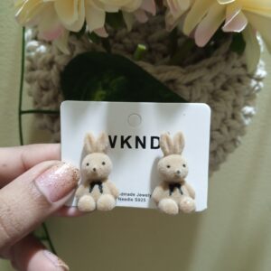 Whimsical Bunny Plush Earrings