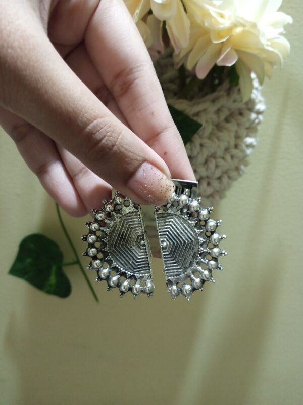 Oxidized Silver Half-Moon Stud Earrings