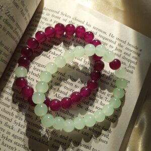 Lime and Dark Purple Bead Bracelets Combo