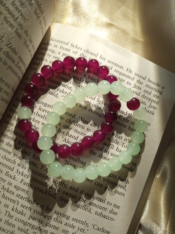 Lime and Dark Purple Bead Bracelets Combo