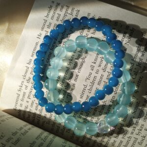 Dark Blue and Aqua Bead Bracelets Combo