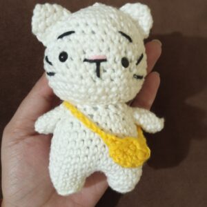 Handmade Crochet Animal Plush with Yellow Bag