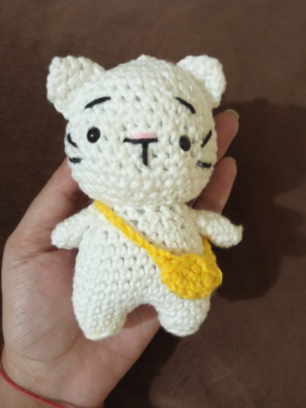 Handmade Crochet Animal Plush with Yellow Bag